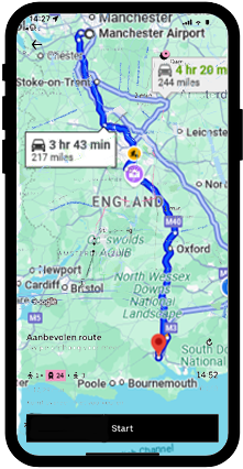 Uber route of accidental 300-mile UK road trip