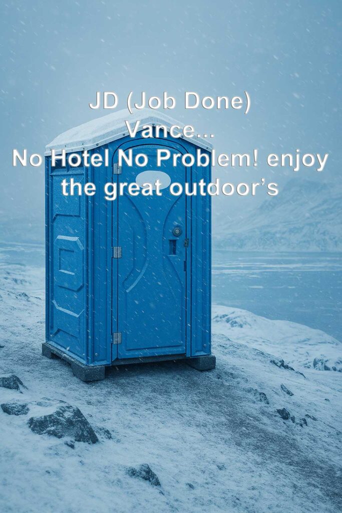Frozen portaloo in Arctic landscape